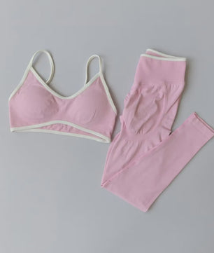 Naadloze 2-delige Sport Set: Leggings met Hoge Taille & Strappy Sport BH voor Fitness en Gym