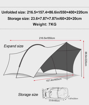Ruime Camping Tent 22m² Zon- en Regenbescherming voor 8-10 Personen