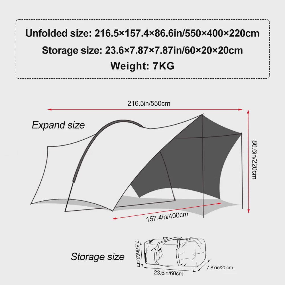 Ruime Camping Tent 22m² Zon- en Regenbescherming voor 8-10 Personen