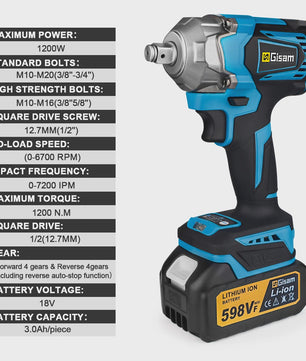 Gisam Accu Slagmoersleutel 1200Nm Brushless 1/2 inch - Krachtig en Draadloos