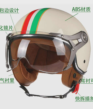 Retro Open Face Motorhelm 3/4 Vintage Chopper Scooter Helm - DOT Goedgekeurd