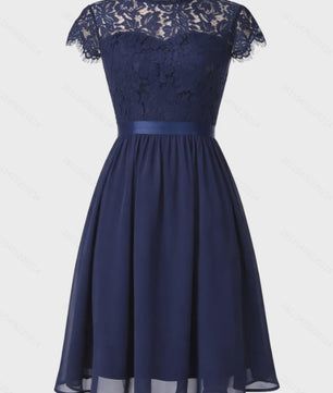 Elegante Zomer Midi Jurk met Korte Mouwen, Kant en A-lijn - Perfect voor Feestjes en Bruiloften