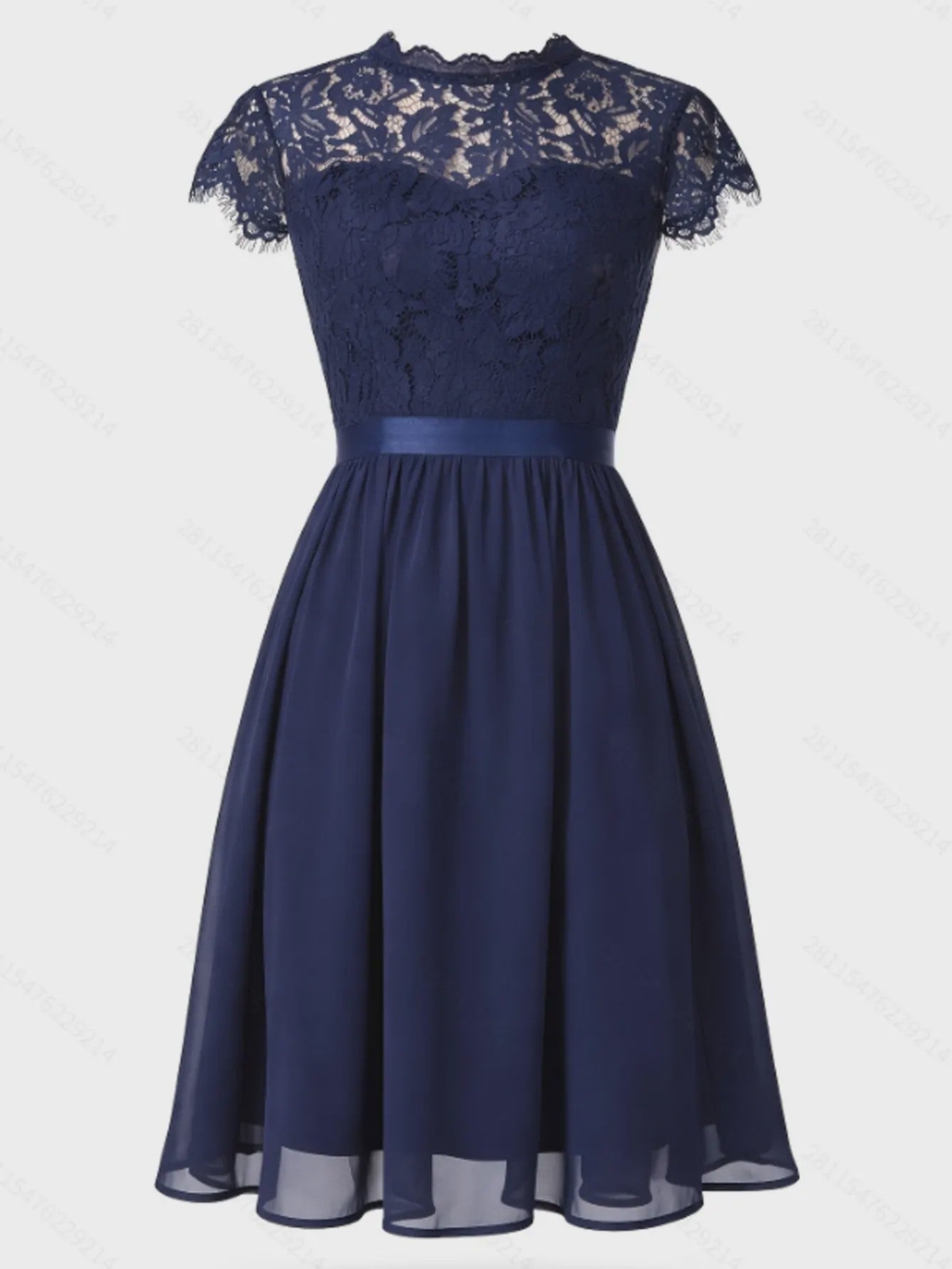 Elegante Zomer Midi Jurk met Korte Mouwen, Kant en A-lijn - Perfect voor Feestjes en Bruiloften