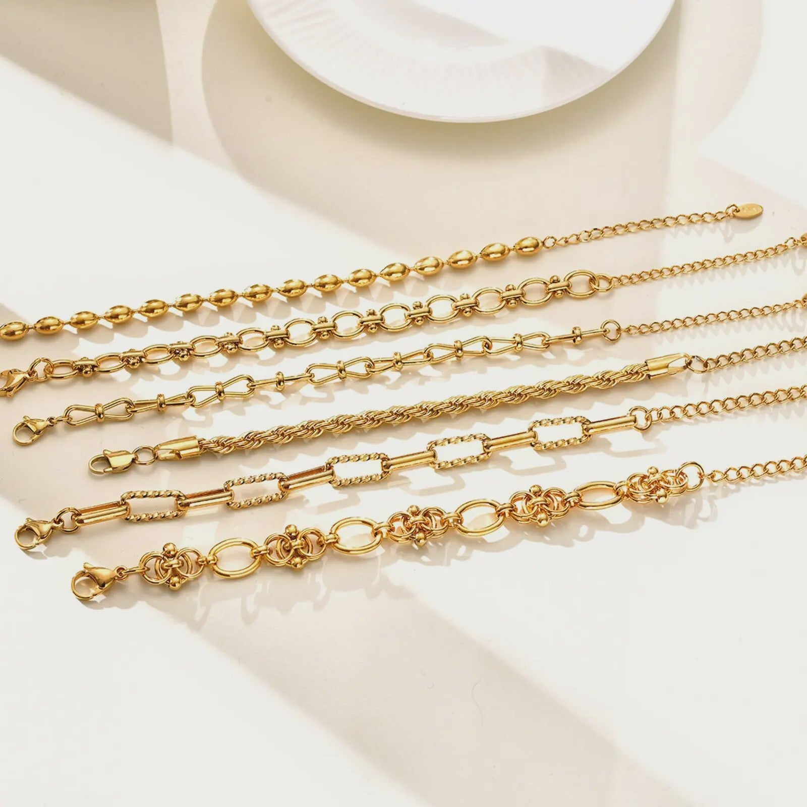 Gouden Roestvrij Staal Chunky Schakelarmband voor Dames - Waterdicht & Verstelbaar