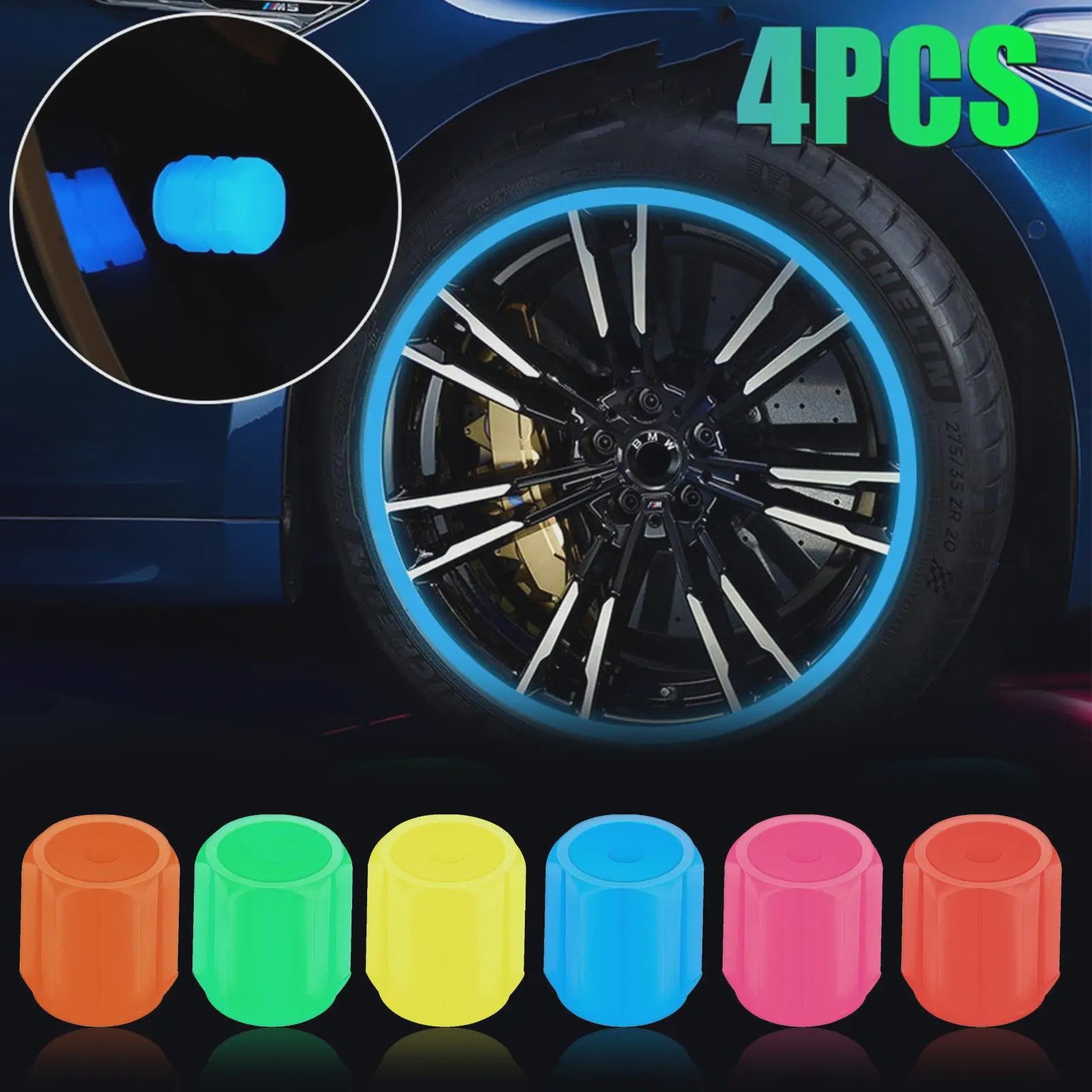 Lichtgevende Ventieldopjes - Glow in the Dark - Universeel voor Auto, Motor & Fiets