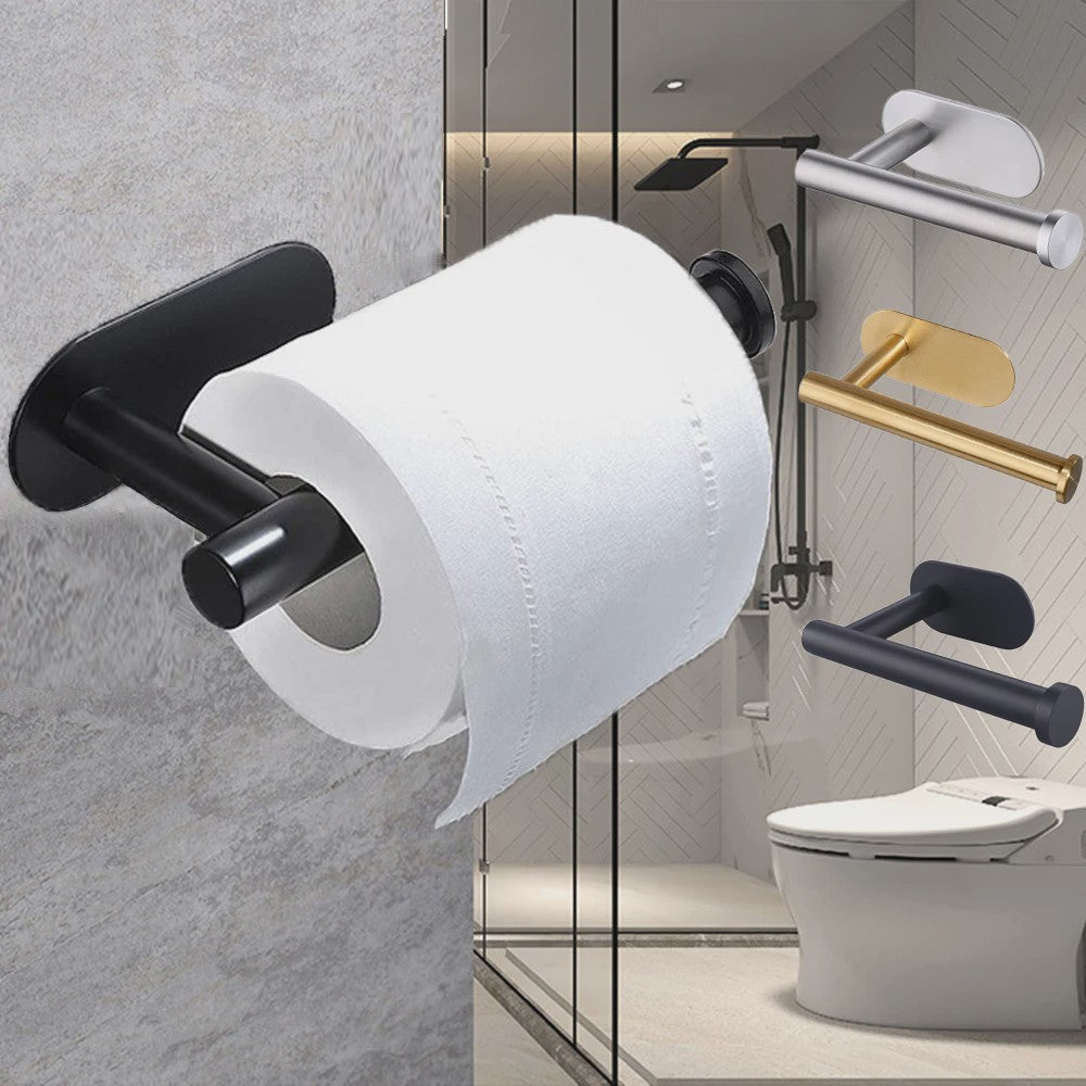 Set Badkamer Accessoires: Handdoekrek, Toiletrolhouder, Haak & Ring - Zwart