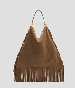 CH Dames Hobo Tas met Franjes - Suèdelook, Grote Capaciteit, Schoudertas & Crossbody