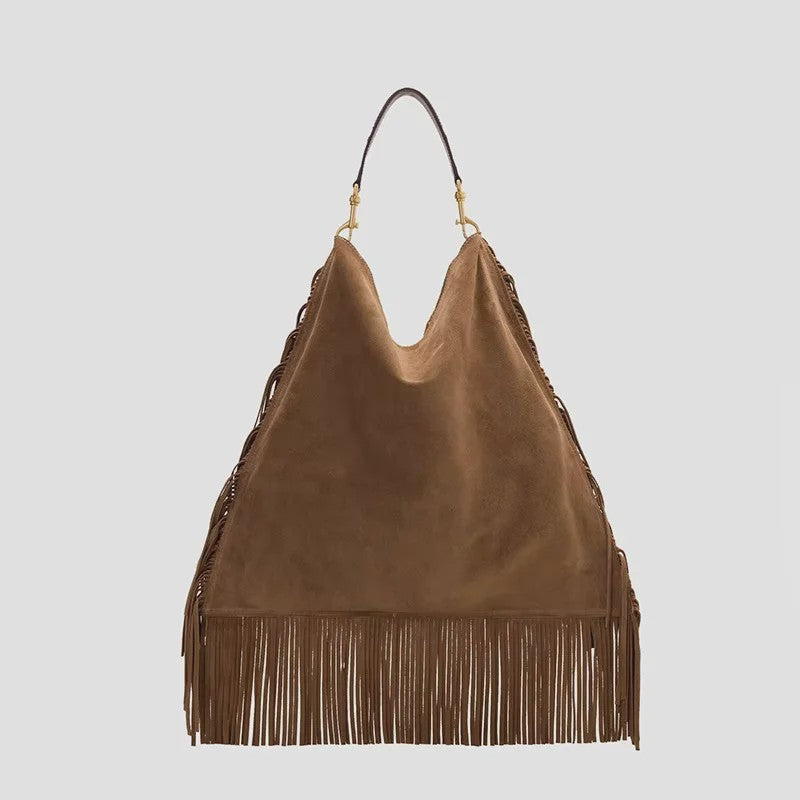CH Dames Hobo Tas met Franjes - Suèdelook, Grote Capaciteit, Schoudertas & Crossbody