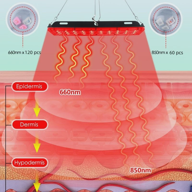 Professionele LED Roodlichttherapie Lamp met Near-Infrared voor Lichaam & Gezicht