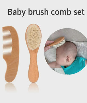 Babyset: Houten Babyborstel en Kam - Zacht voor de Babyhuid