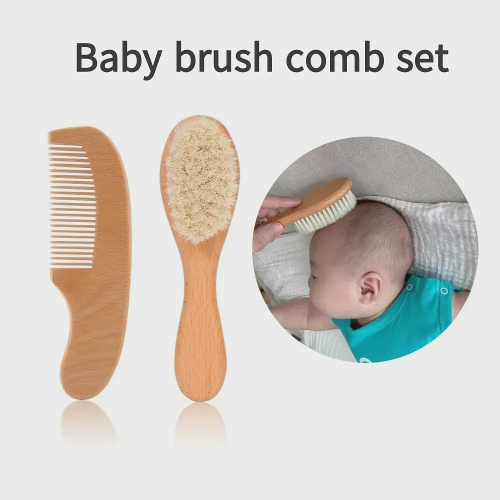 Babyset: Houten Babyborstel en Kam - Zacht voor de Babyhuid