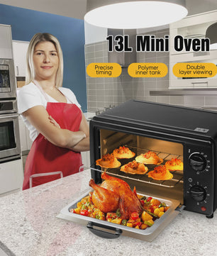 13L Mini Oven met Airfryer Functie - Multifunctioneel, 700W, 250°C, Timer tot 60 Min