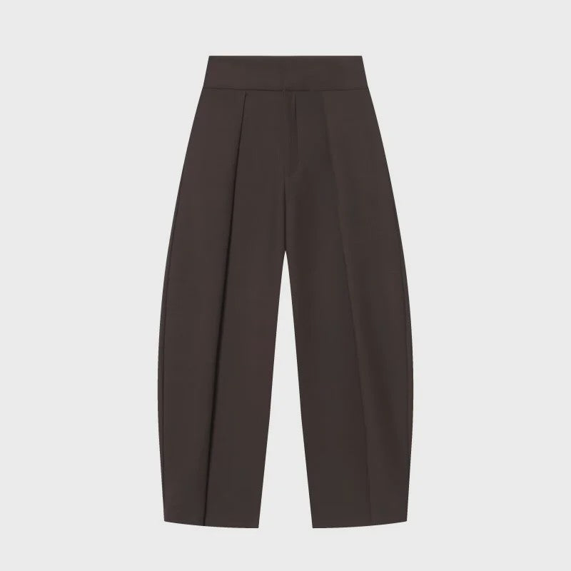 Dames Wide Leg Pantalon met Hoge Taille en Retro Plissé - Casual & Werk