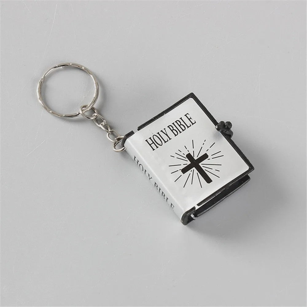 Mini Heilige Bijbel Sleutelhanger - Goudkleurig, Echt Papier, Leesbaar