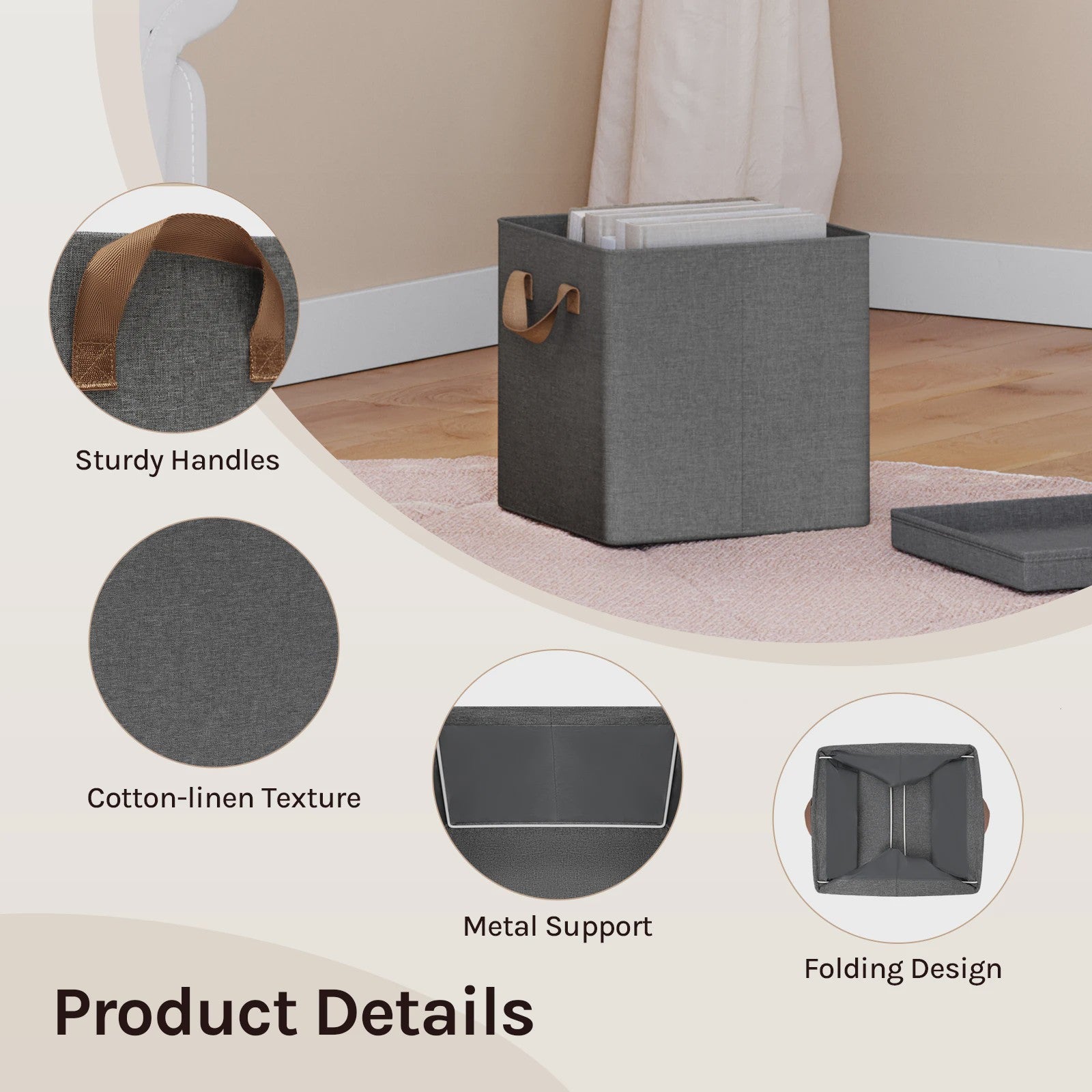 Opvouwbare Opbergbox met Deksel - Set van 3 of 5 - Stoffen Organizer voor Kleding en Speelgoed