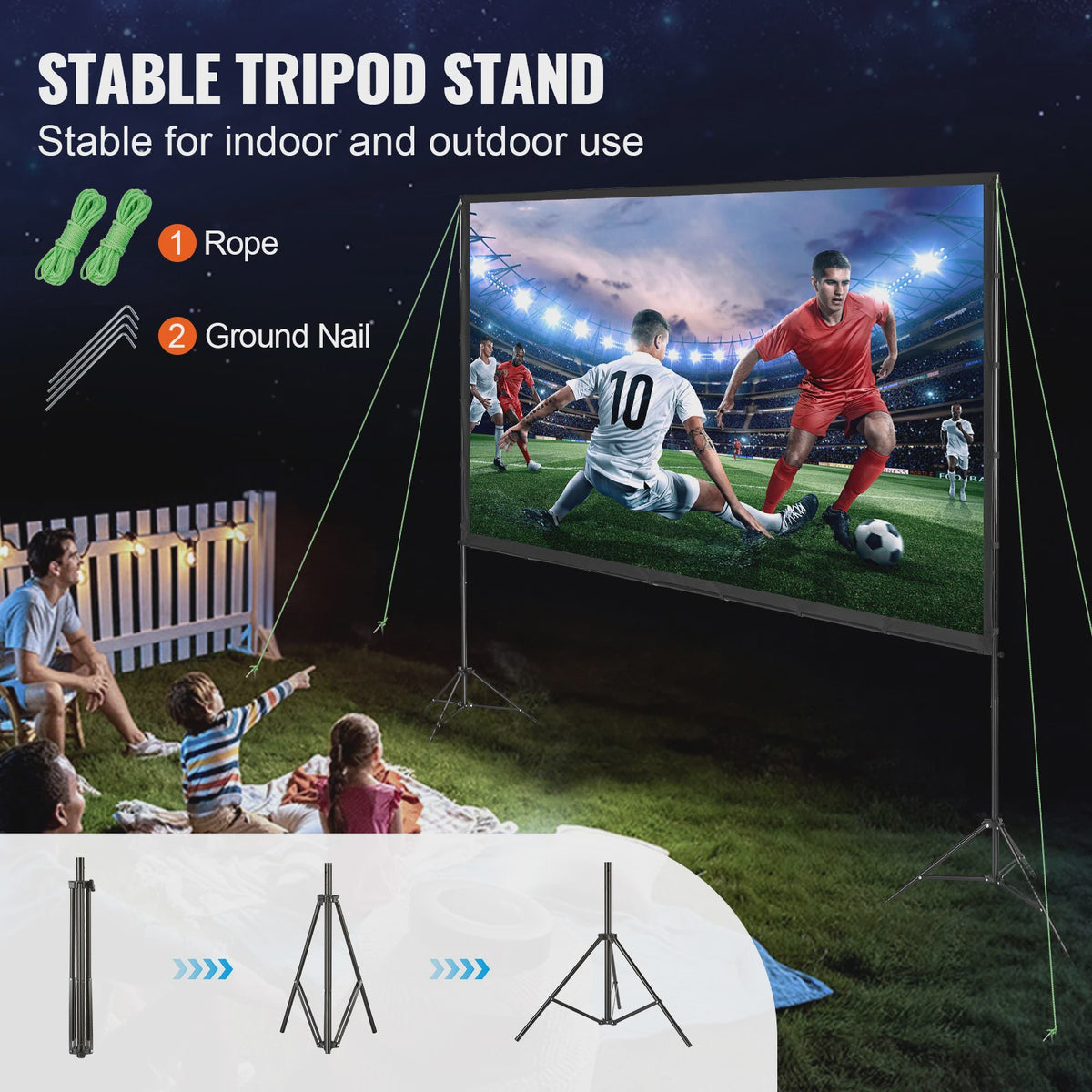 Draagbaar Projectiescherm met Statief - 100/120/150 inch - 16:9 - 4K HD