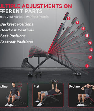 Verstelbare Bodybuilding Bank voor Full Body Training, Sit-ups & Thuisworkouts met Weerstandsbanden