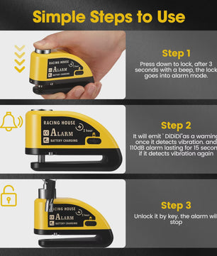 Motorfiets Schijfrem Alarm Slot - Waterdicht & 110dB Anti-diefstal Beveiliging