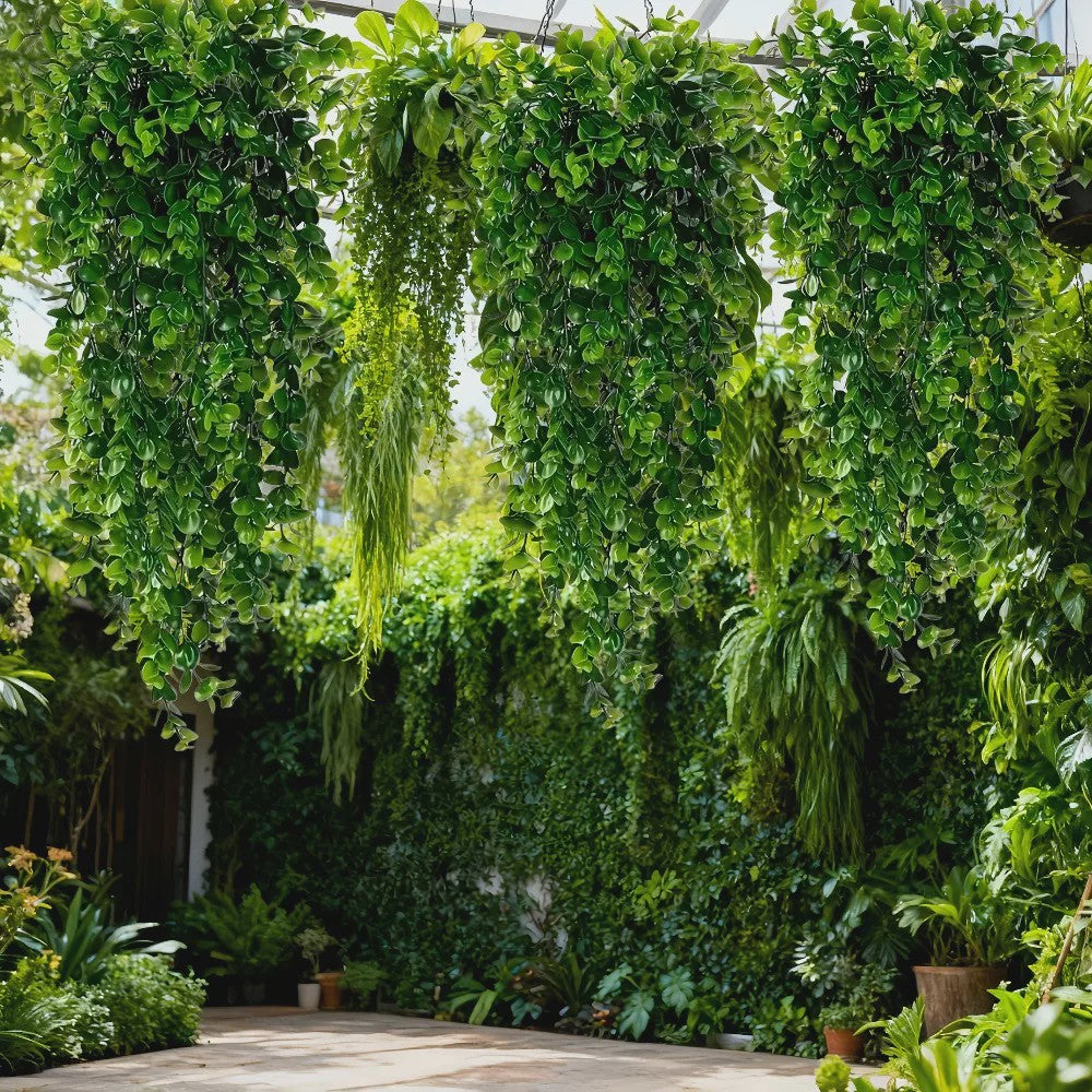 Set van 4 Kunstplanten Eucalyptus - Hangplanten met UV-bestendigheid voor Buiten & Binnen Decoratie