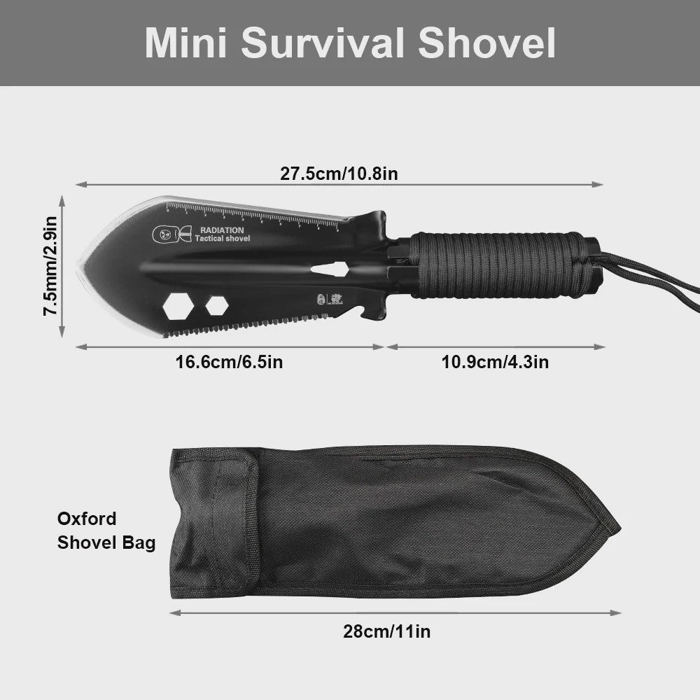 8-in-1 Multifunctionele Survival Schep - Compacte Camping Spade met Multitool & Tas