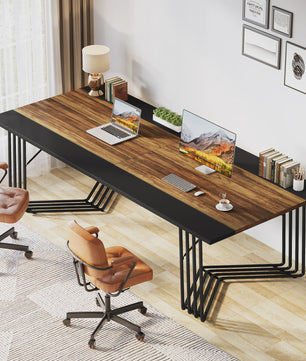 Grote Vergadertafel / Bureau 200cm met Stijlvol Geometrisch Metalen Frame - Ideaal voor Kantoor of Thuis