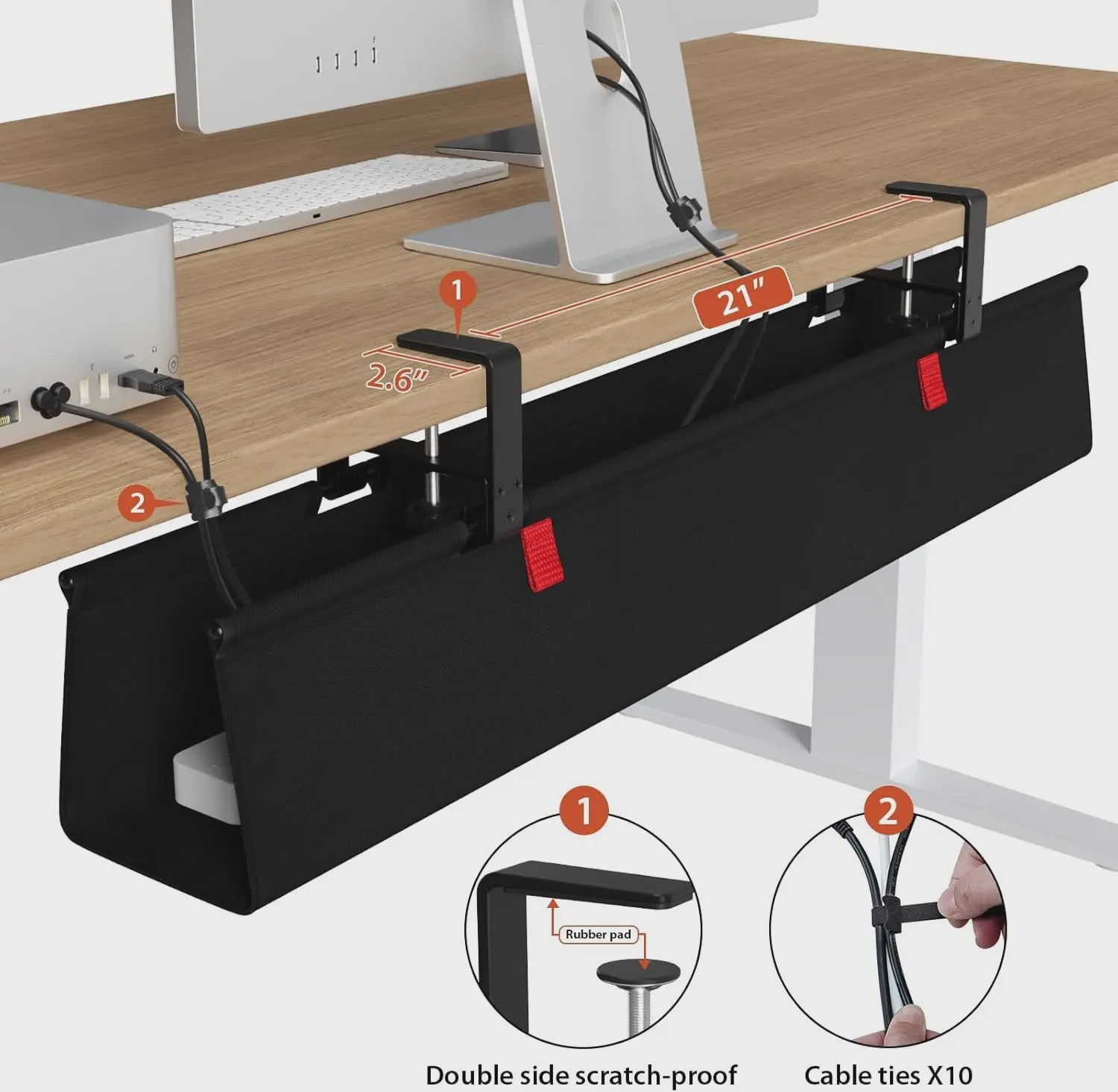 Onderbouw Kabelgoot Bureau 90cm - Opgeruimd Bureau met Kabelmanagement