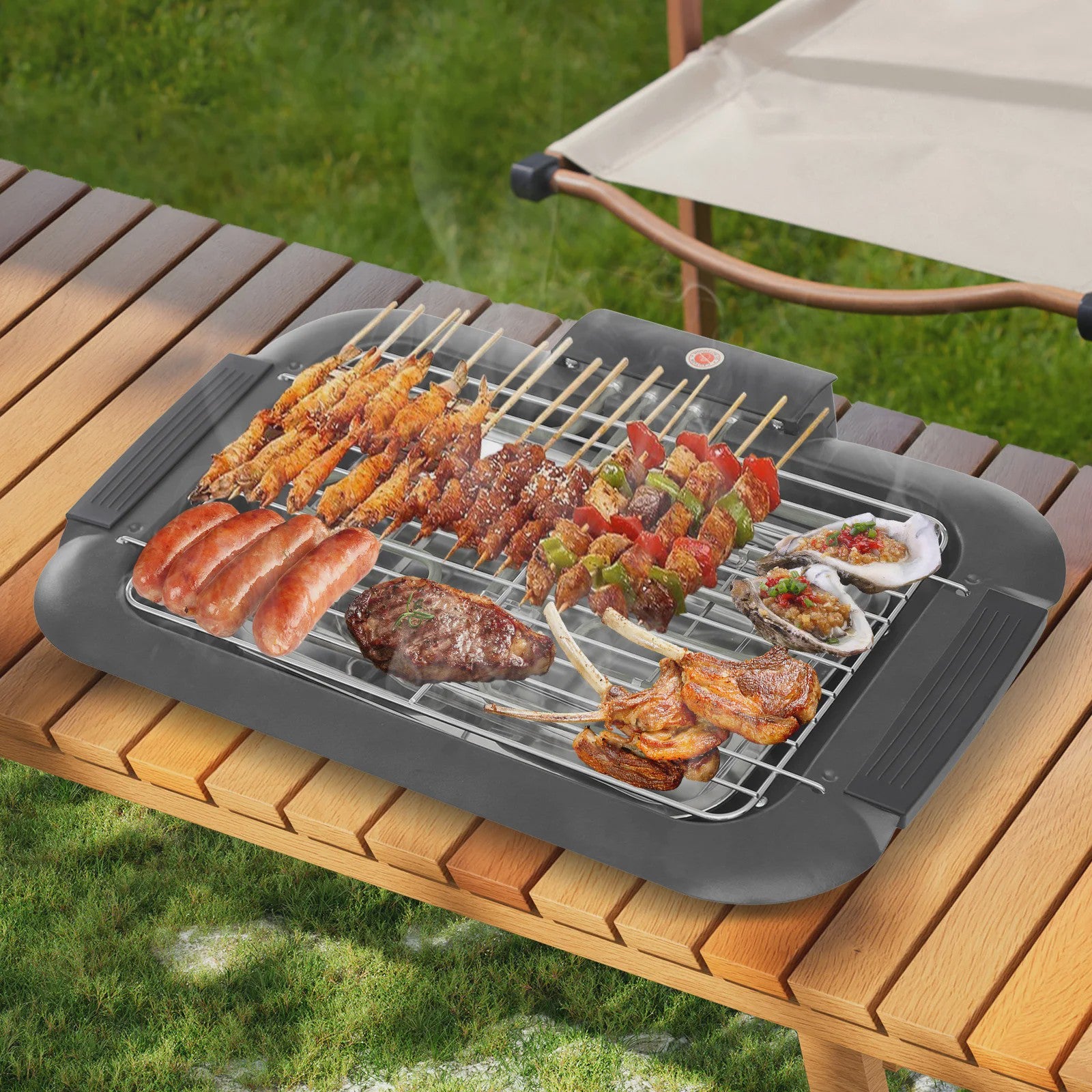 Elektrische Tafelgrill 2000W met 6 Temperatuurstanden - Perfect voor Binnen & Buiten