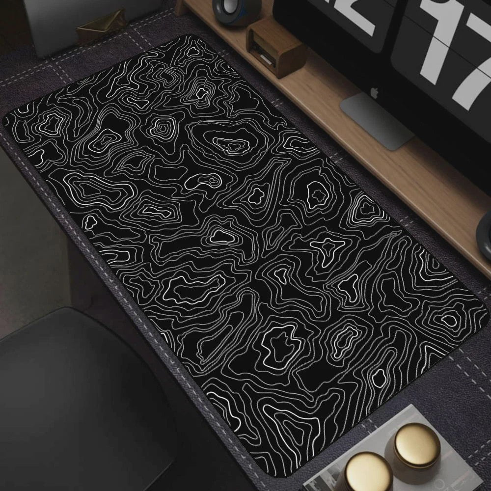 Extra Grote XL Gaming Muismat - Zwart/Wit Abstract Design