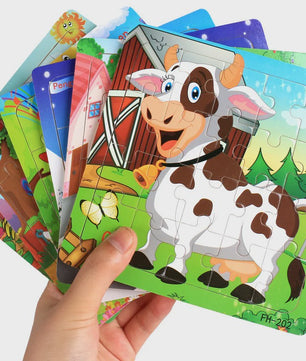 Houten 3D Puzzel Set - 20 Stuks - Dieren & Voertuigen - Educatief Montessori Speelgoed voor Kinderen 3-6 Jaar