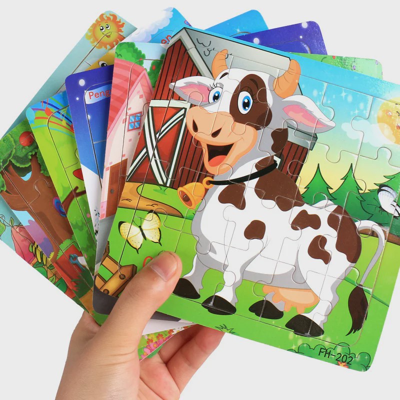 Houten 3D Puzzel Set - 20 Stuks - Dieren & Voertuigen - Educatief Montessori Speelgoed voor Kinderen 3-6 Jaar