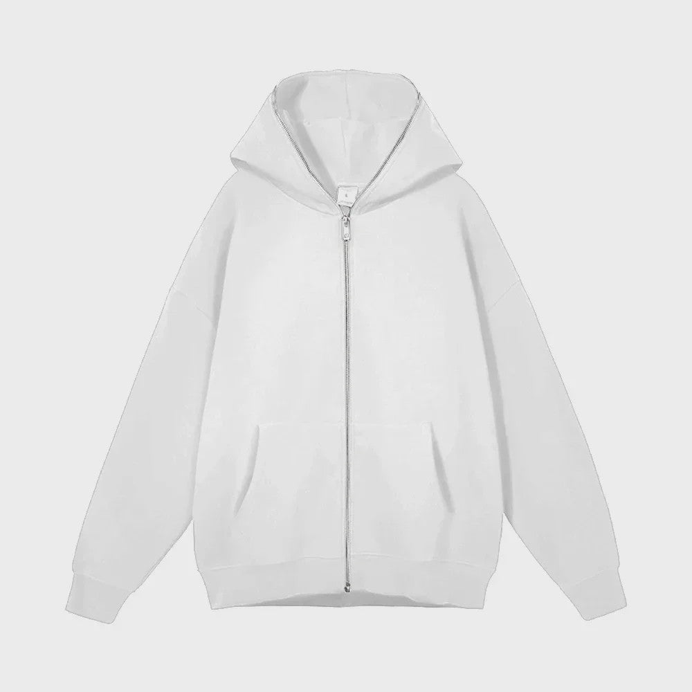 Unisex Full Zip Hoodie - Casual Streetwear & Hip-Hop Stijl