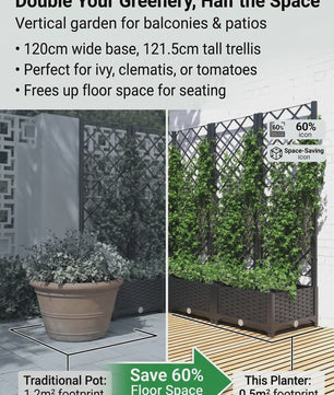Zwarte Plantenbak met Trellis 120x120x121.5 cm - Verticale Tuin