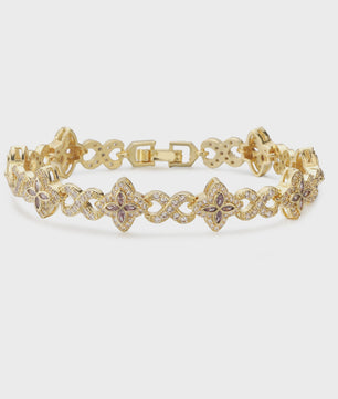 Luxe Gouden Armband met Klaver Hanger en Sprankelende Zirkonia - Dames Sieraden