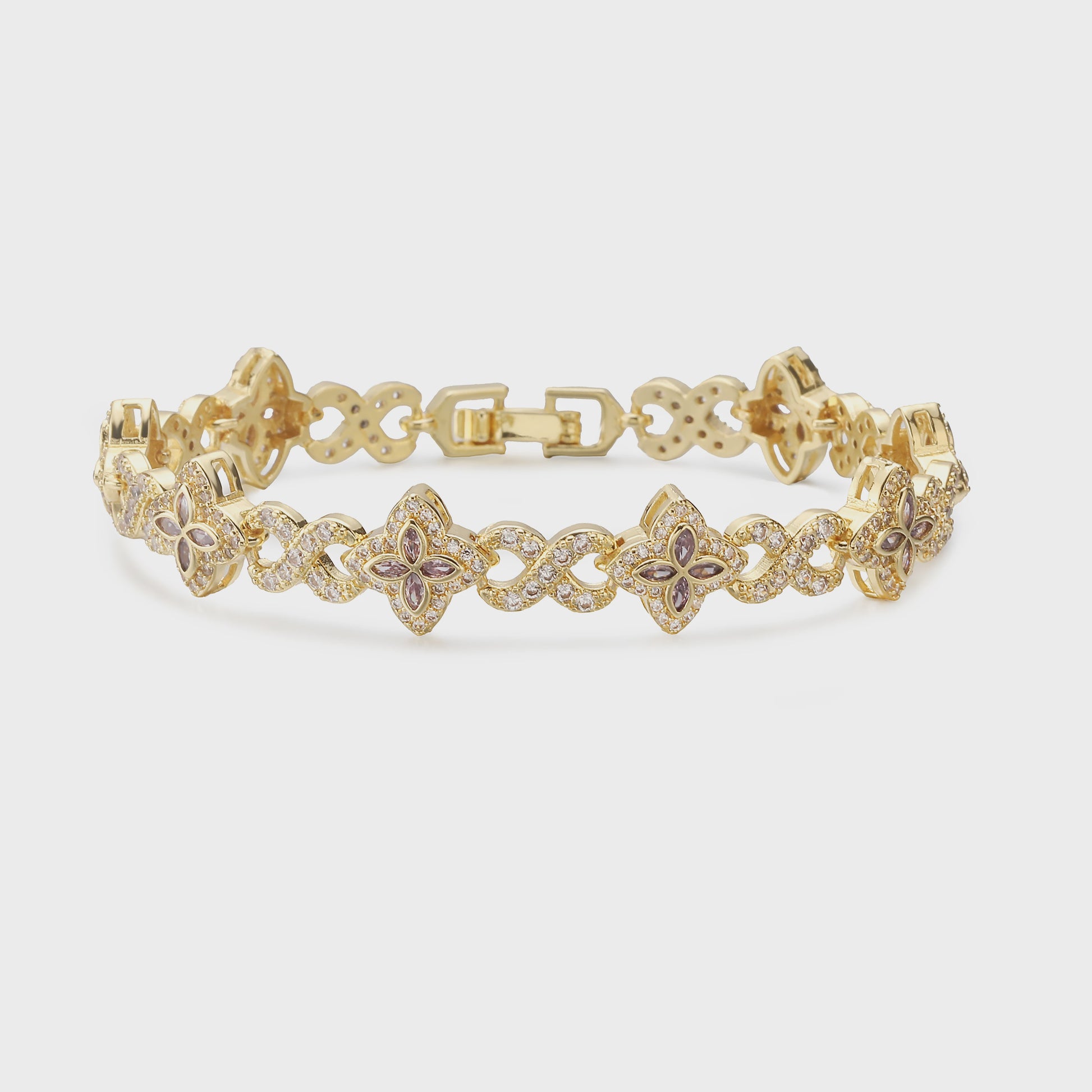 Luxe Gouden Armband met Klaver Hanger en Sprankelende Zirkonia - Dames Sieraden