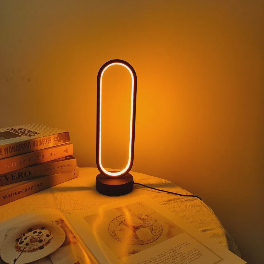 Moderne Ring Lamp voor Slaapkamer & Woonkamer - Drie Kleuren & Dimbaar LED Nachtlampje