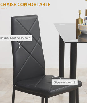 Eetkamer Set: Glazen Eettafel met 4 Zwarte Stoelen - Modern Design