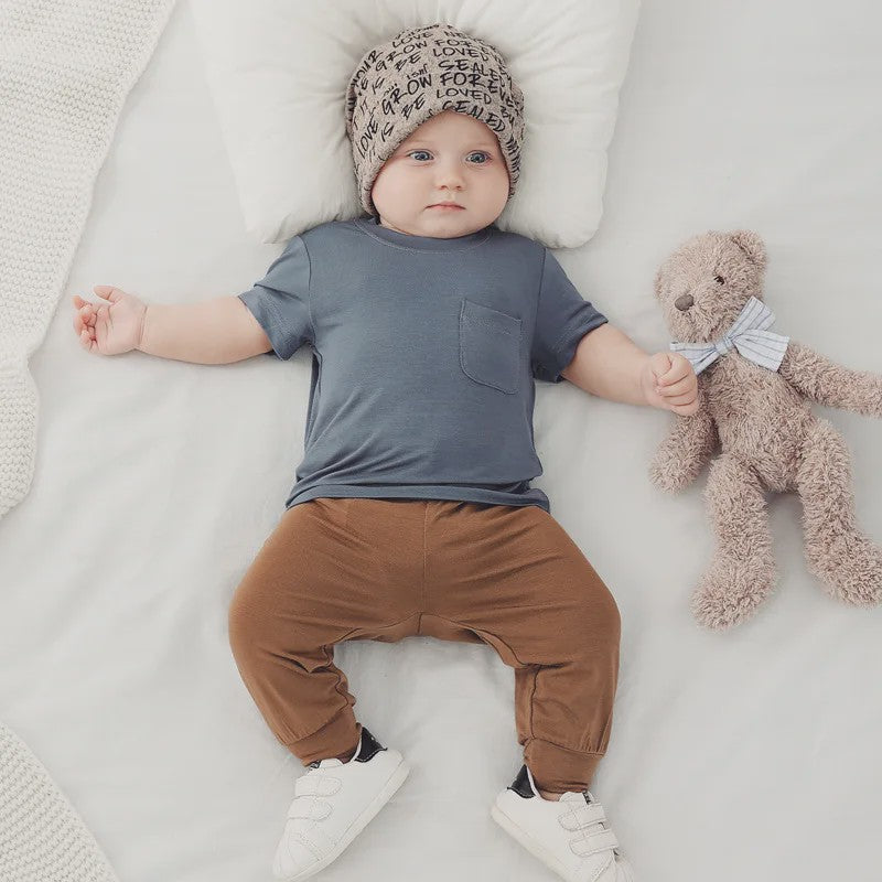 Zomer T-shirt Bamboe Vezel voor Baby Jongens & Meisjes - Kortmouw, Ronde Hals