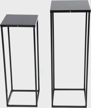 Set van 2 Zwarte Metalen Bloemenstandaards - Stijlvolle Zuilen voor Vazen en Decoratie