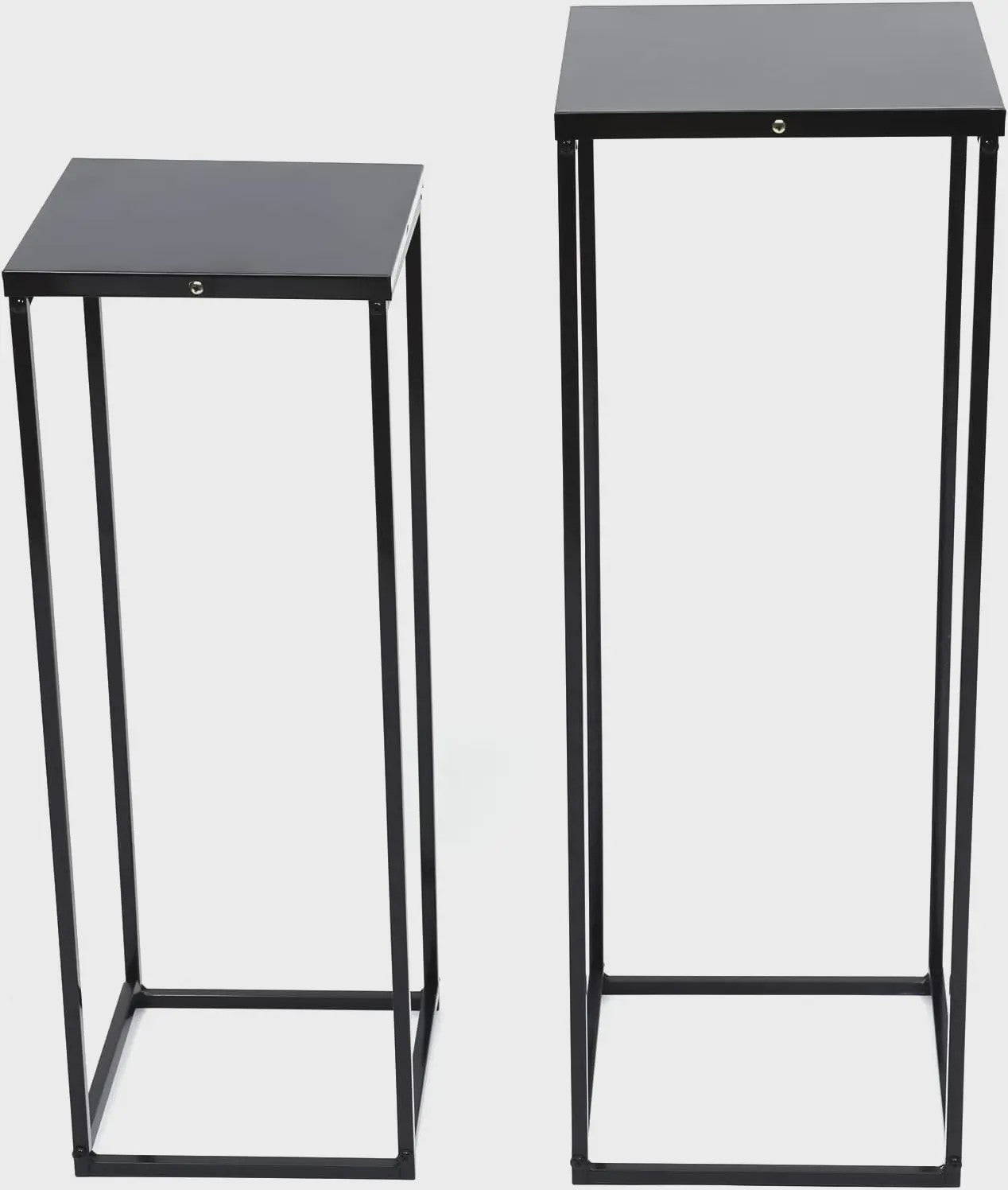 Set van 2 Zwarte Metalen Bloemenstandaards - Stijlvolle Zuilen voor Vazen en Decoratie