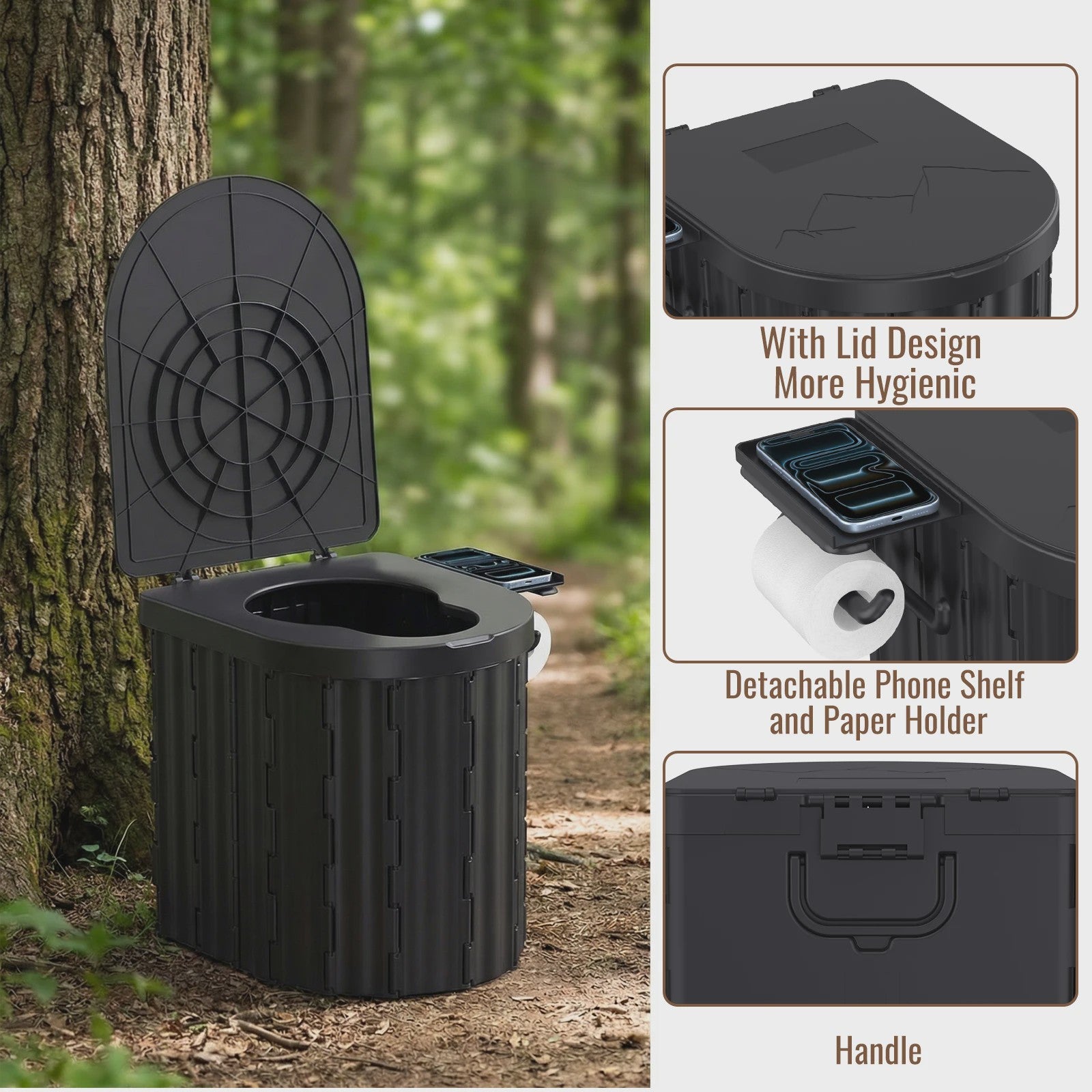 Draagbaar Opvouwbaar Toilet voor Buiten - 180kg Draagkracht, Multifunctioneel Noodtoilet voor Camping, Vissen, Wandelen