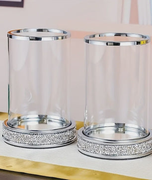 Luxe Glazen Kaarsenhouder met Glitter Bodem - Goud/Zilver - Perfect voor Bruiloft & Decoratie