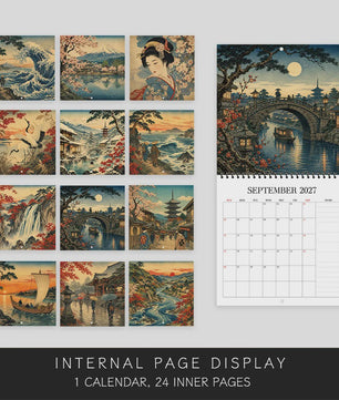 2027 Kalender: Japanse Ukiyo-e Kunst & Maandelijkse Planner - Perfect Cadeau