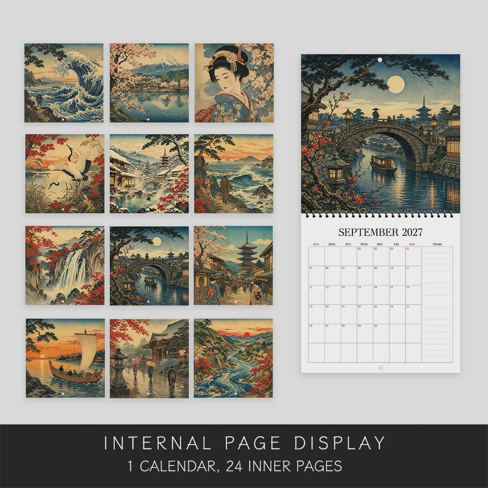 2027 Kalender: Japanse Ukiyo-e Kunst & Maandelijkse Planner - Perfect Cadeau