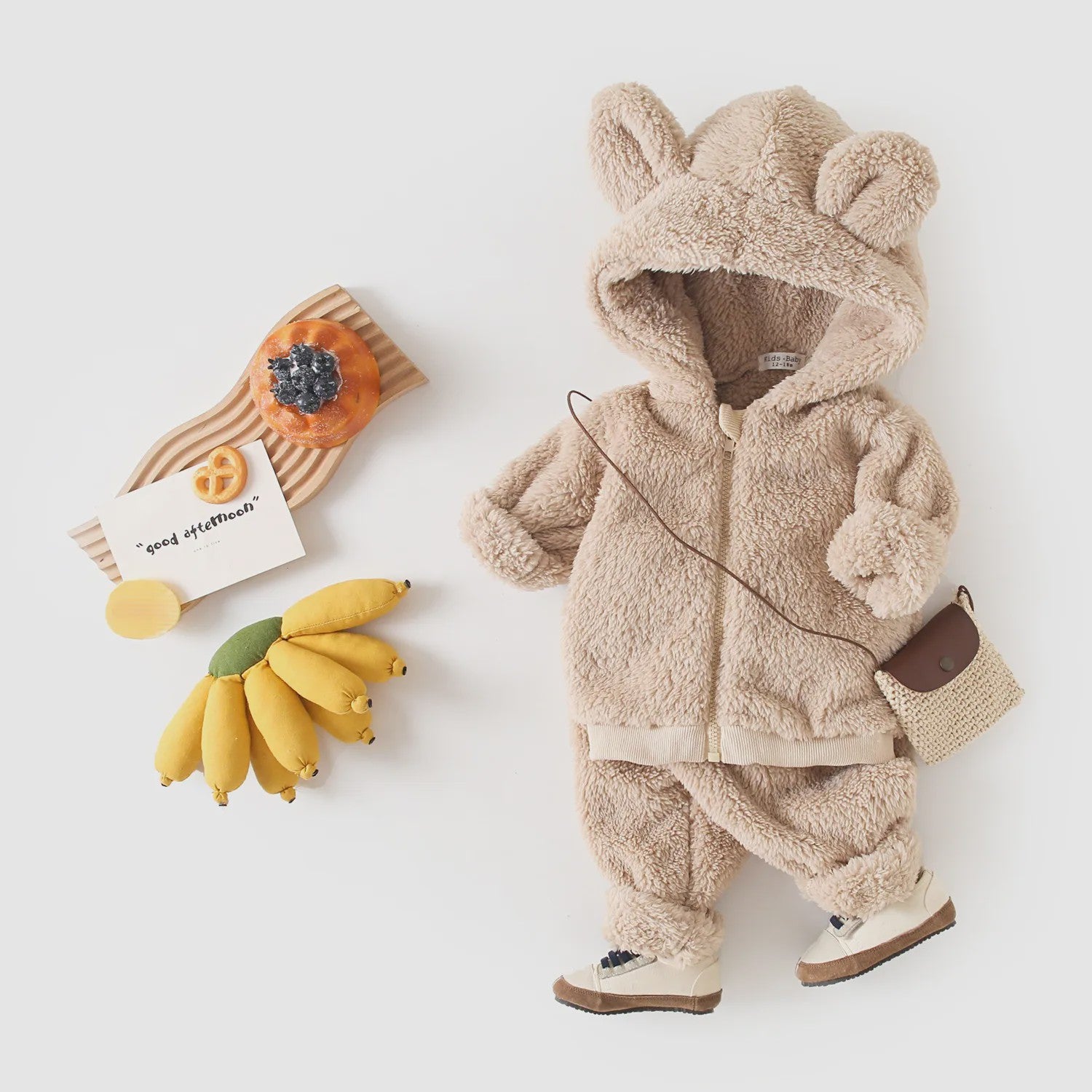 Schattige Babykleding Set: Warm Winterpak met Rits en Lange Broek - Zacht & Comfortabel