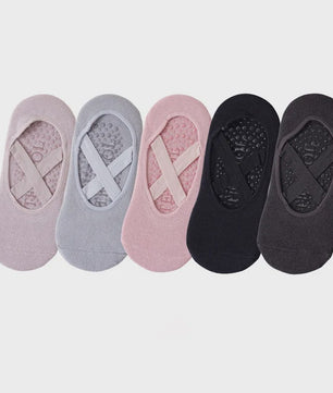 5 Paar Dames Yogakousen met Antislip Siliconen Grip - Ademend Katoen