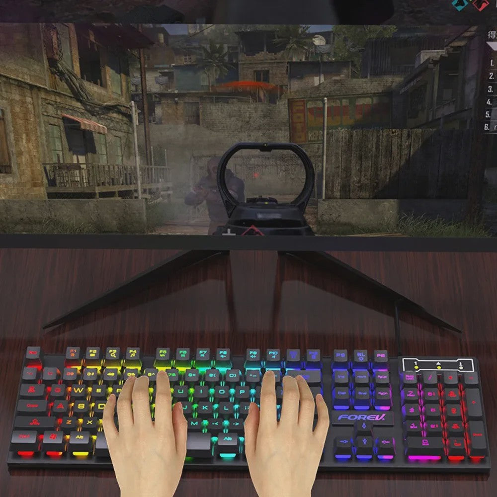 RGB Gaming Toetsenbord met Mechanisch Gevoel - 104 Toetsen, Bedraad, Waterdicht