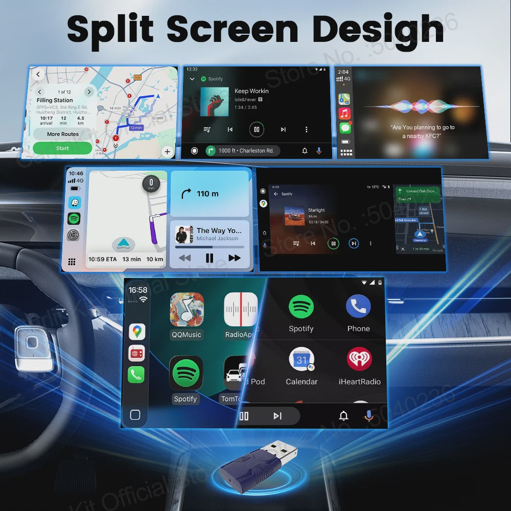 CarlinKit 5.0 Mini Ultra Draadloze Adapter voor Android Auto & CarPlay