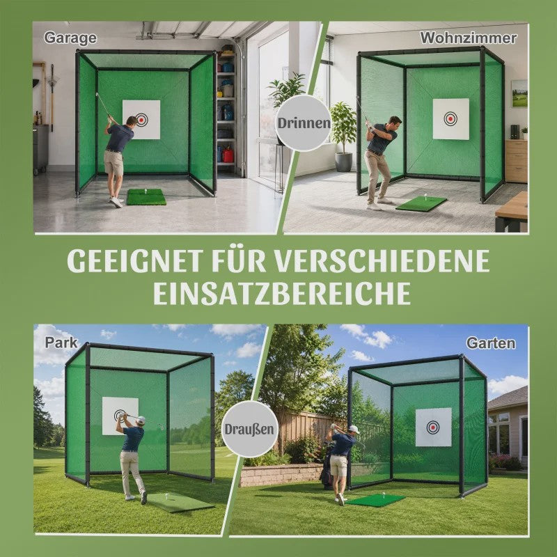 Golf Oefennet 300x300x300 cm met Mat, Balstand en Stalen Frame