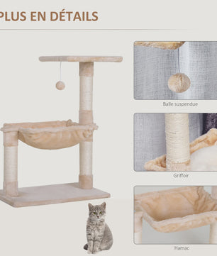 PawHut Kattenkrabpaal met Hangmat, Platform en Krabpalen - Beige