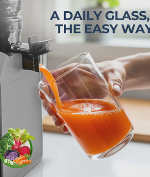 ROUNY Slow Juicer - Krachtige Cold Press Sapcentrifuge, Filter-Vrij & Makkelijk Reinigbaar